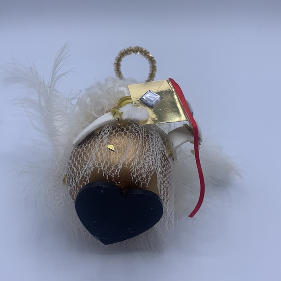 Kitschy Caroler Angle Feather Wings Handpainted Christmas Tree Ornament - Picture 5 of 7